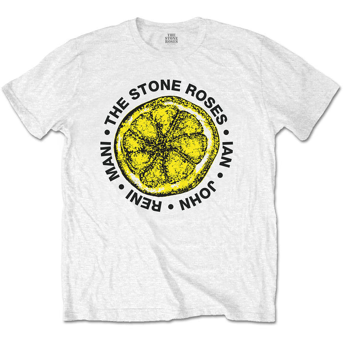 The Stone Roses Lemon Logo with Names White Small Unisex T-Shirt