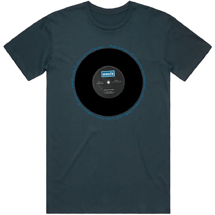 Oasis Live Forever Blue Large Unisex T-Shirt
