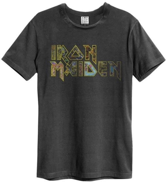 Iron Maiden Eddies Logo Amplified Charcoal Medium Unisex T-Shirt