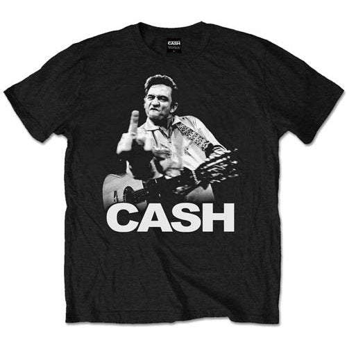 Johnny Cash  Finger Black X-Large Unisex T-Shirt