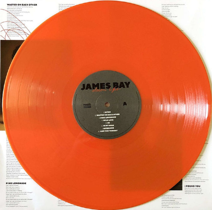James Bay Electric Light Vinyl LP Indies Orange Colour 2018