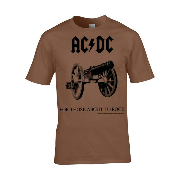 AC/DC For Those About To Rock T-Shirt Brown Medium Mens New