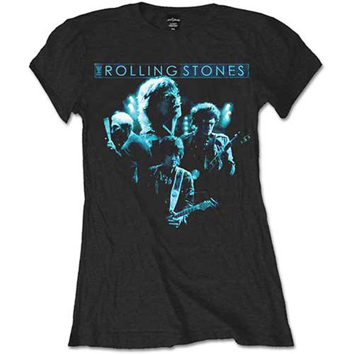 ROLLING STONES BAND GLOW T-SHIRT XL WOMENS NEW OFFICIAL BLACK