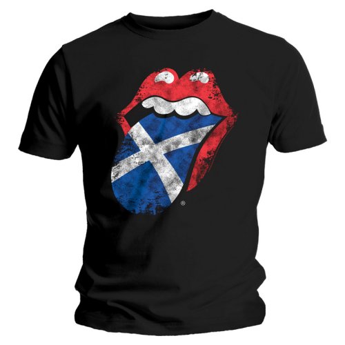 ROLLING STONES SCOTLAND TONGUE T-SHIRT SMALL MENS NEW OFFICIAL BLACK