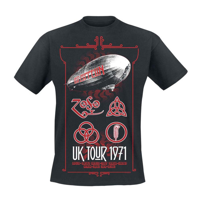 Led Zeppelin UK Tour 1971 T Shirt Mens Black Medium New