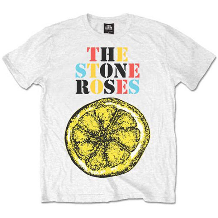 Stone Roses Logo Lemon Multicolour White Small Unisex T-Shirt