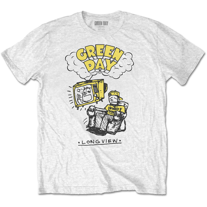 Green Day Longview Doodle White X-Large Unisex T-Shirt