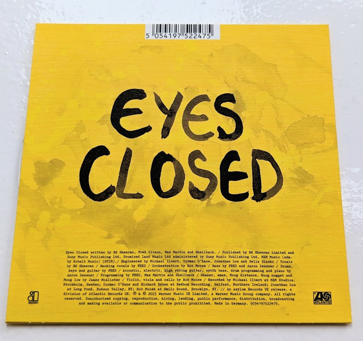 Ed Sheeran Eyes Closed CD Single Signed