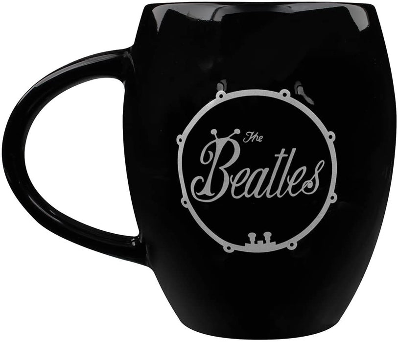 BEATLES White On Black Bug Logo Embossed Oval Mug