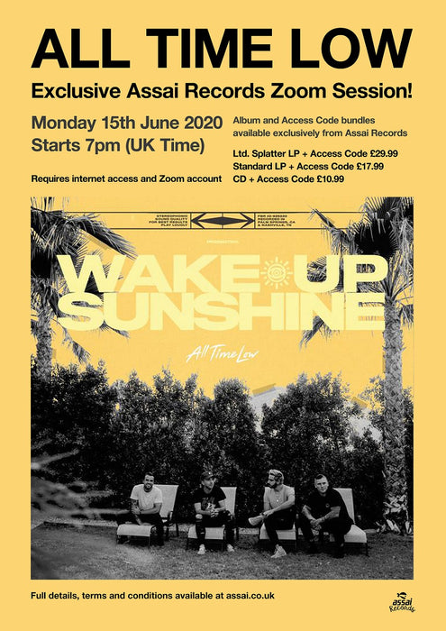 All Time Low - Wake Up Sunshine Album + Monday 15th June 2020 7.00pm Assai Records Zoom Session Bundle