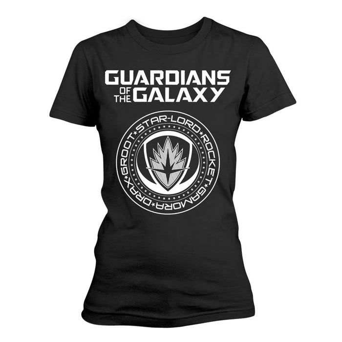 MARVEL Guardians Of The Galaxy SEAL LOGO VOL 2 LADIES Black LARGE T-shirt NEW