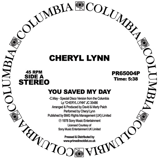 Cheryl Lynn - You Saved My Day / Got to Be Real 12" Single Vinyl RSD2018
