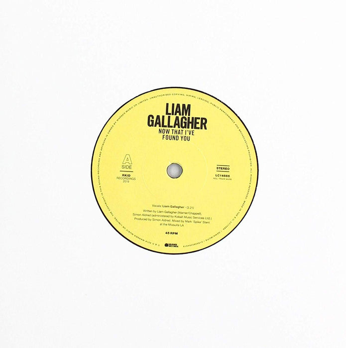 Liam Gallagher - Now That I've Found You Vinyl 7" Single Brand New 2019