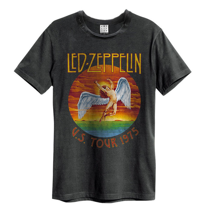 Led Zeppelin Tour 75 Amplified Vintage Charcoal Large Unisex T-Shirt